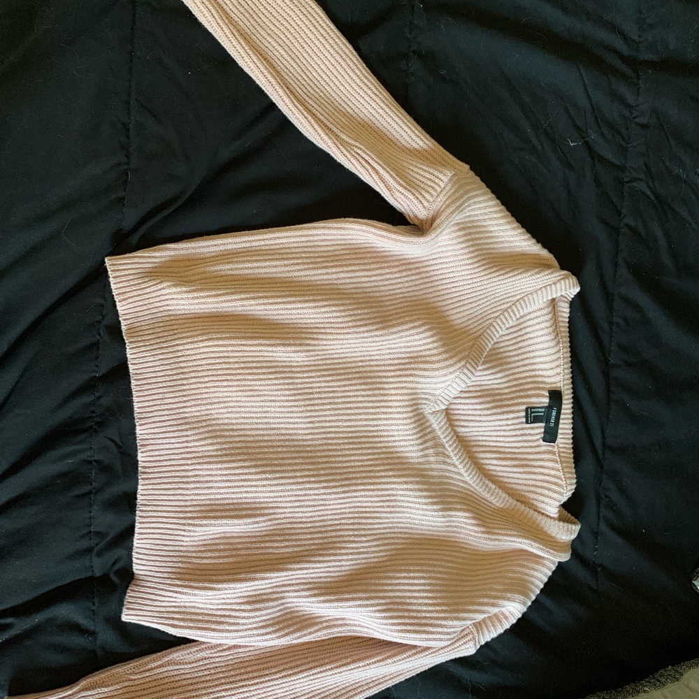 pink v neck sweater